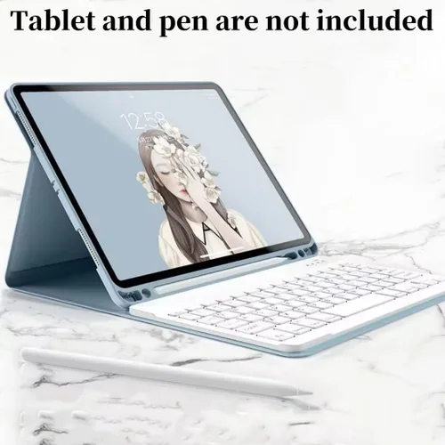Vista 4 de kaidisen Funda con teclado retroiluminado colorido para Galaxy Tab S6 Lite de 10.4 pulgadas con teclado magnético desmontable Bluetooth RGB
