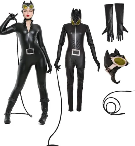 Vista 3 de miccostumes Disfraz de superhéroe para mujer, disfraz de cosplay con látigo