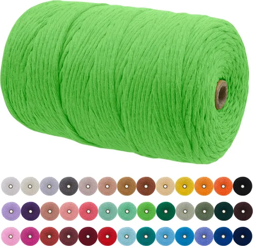 Vista 131 de JeogYong Cordón de macramé de un solo hilo 3 mm x 109 yardas (328 pies) Cuerda de algodón suave Hilo de macramé de 3 mm, suministros de macramé
