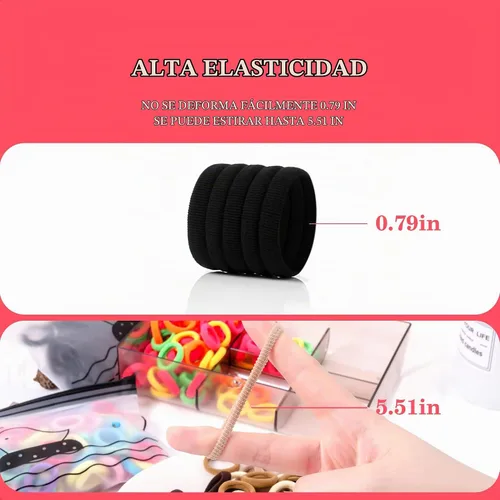 Vista 5 de 500 ligas para el cabello de bebé y niña, bandas elásticas para el cabello para niñas, 23 colores de algodón de caramelo, accesorios para el cabello