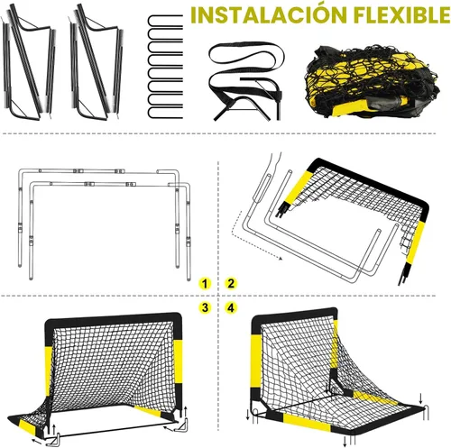 Vista 7 de Portería de Fútbol para Niños para Patio Trasero - Juego de 2 Porterías de 7X5 / 6X4 pies, Redes de Fútbol para Niños Pequeños, Equipo