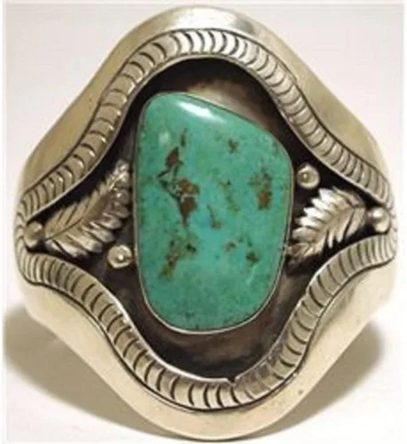 Vista 2 de KOICCVQQ Piedra preciosa de turquesa comprimida de forma irregular, plata de ley 925, estilo vintage antiguo, joyería de turquesa bohemia natural