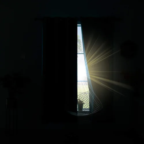 Vista 7 de KOUFALL Cortinas de Baño Aqua para Ventana, Juego de 2 Paneles Decoración Costera Cortinas Cortas Opacas para Ventana Pequeña de Cocina Puerta