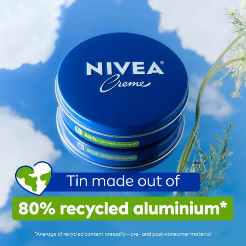 Vista 11 de NIVEA Crema hidratante para el cuerpo, la cara y las manos, fórmula alemana, rica crema hidratante corporal con provitamina B5, lata de 8.4 onzas
