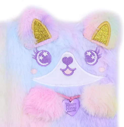 Vista 2 de BOLLEY JOSS Lovely Animal Notebook Kids Plush Diary for Girls Women Teens Cute Cat Fuzzy Journal Writing Pad A6 Ruled 160 Pages
