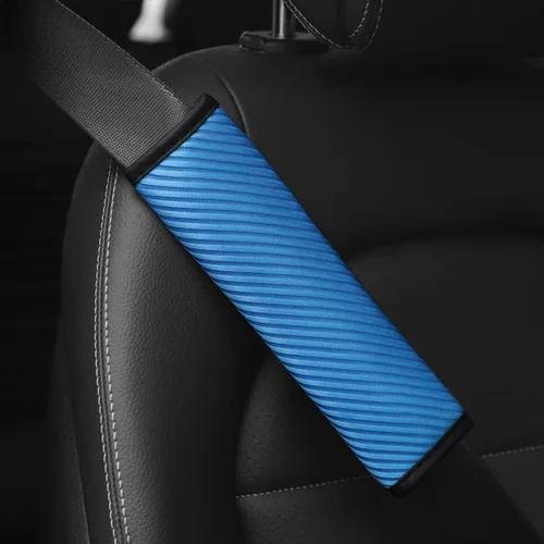 Vista 5 de AUCELI 2 fundas para cinturón de seguridad para automóvil, transpirables, correas de arnés de hombro que ayudan a proteger tu cuello, para una Azul