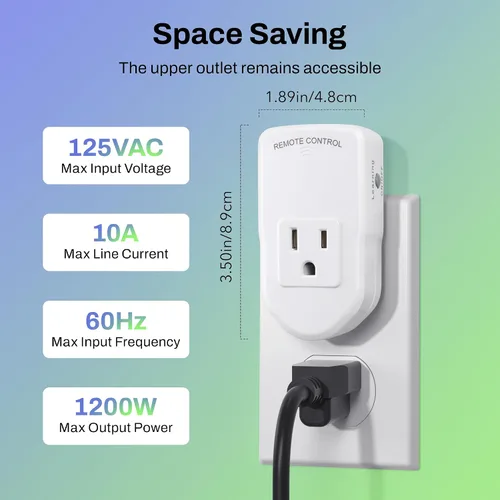 Vista 7 de BN-LINK Interruptor eléctrico de tomacorriente inalámbrico de control remoto para luces, ventiladores, luces navideñas, pequeños electrodomésticos