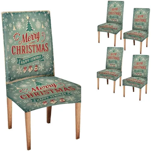 Vista 210 de CAPSCEOLL Christmas Dining Chair Covers,Snowflakes Festive Winter Pattern Stretch Chair Covers for Dining Room Set of 2 Washable Spandex Parson