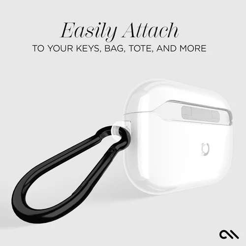 Vista 4 de Case-Mate Funda para Airpods Pro 3 con mosquetón negro [compatible con carga inalámbrica] – Funda transparente resistente para AirPods Pro 3