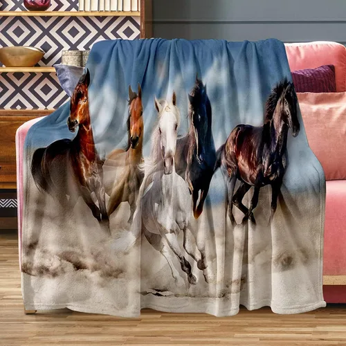 Vista 7 de Manta de caballo, suave y cálida manta de felpa polar de 50 x 40 pulgadas, manta de franela suave y acogedora para cama, sofá, oficina, campamento