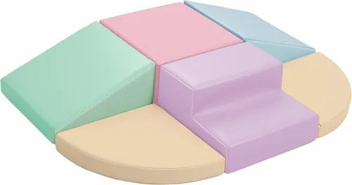 Vista 12 de Hoohtoot Bloques de escalada de espuma para niños pequeños: juego suave de 6 piezas - Juguetes de escalada y gateo de cuero sintético - Gimnasio