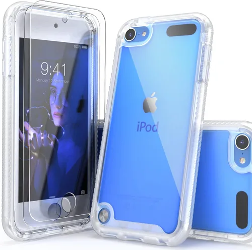 Vista 9 de Funda para iPod Touch 7ª generación, 2 en 1, a prueba de golpes, con 2 protectores de pantalla HD, protección híbrida resistente a los golpes