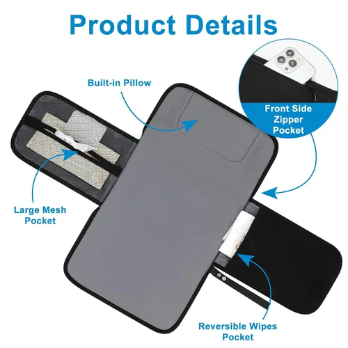 Vista 2 de Accmor Cambiador de pañales portátil, cambiador de bebé impermeable, cambiador de pañales para bebés, para viajes, negro