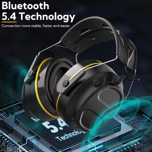 Vista 4 de Gel Ear Pad Bluetooth Hearing Protection Headphones, 30dB SNR, 120H Playtime, Safety Earmuffs for Mowing, Landscaping