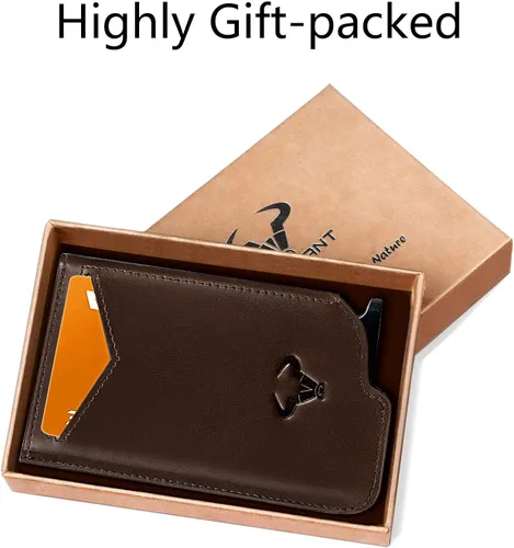 Vista 7 de Billetera delgada para hombre, cartera grande de aluminio con clip para dinero, 8 tarjetas, bloqueo RFID