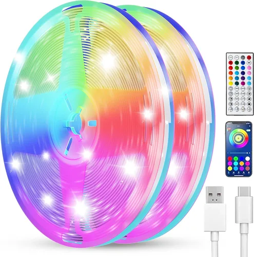 Vista 8 de Tiras de Luces LED Inteligentes de 50 Pies para Dormitorio, Control por Aplicación, Iluminación para Dormitorio, Decoración de Habitación