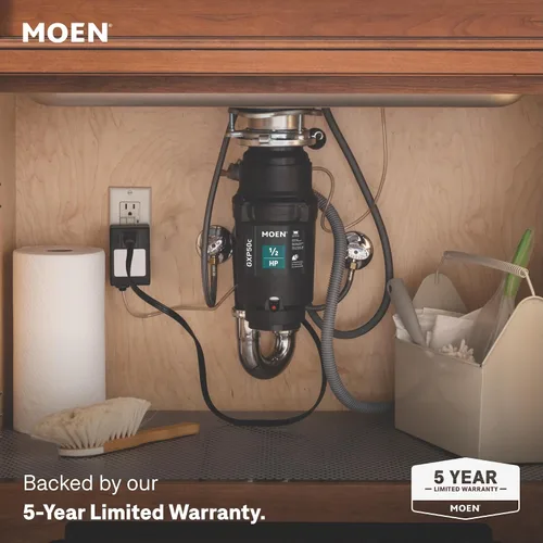 Vista 2 de Moen Prep Series PRO GXP50C - Triturador de basura compacto de alimentación continua para fregadero de cocina con cable de alimentación
