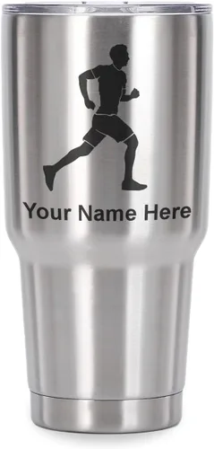 Vista 27 de LaserGram Personalized 20oz Tumbler, Running Man (Black)