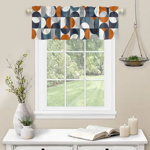 Vista 101 de Cortinas de cocina de Navidad, cenefa semitransparente ajustable con lazo, muñeco de nieve, copo de nieve, bolsillo para barra, tratamiento