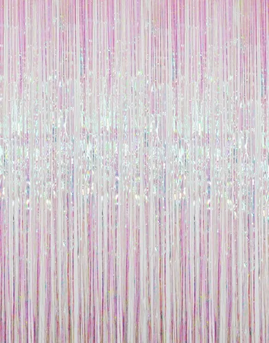 Vista 8 de GOER - Cortinas de tiras metálicas/oropel para fiestas, telón de fondo para fotos, Halloween, cumpleaños, decoración de bodas, de 3.2 x 9.8 pies
