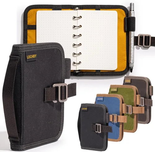 Vista 46 de LOCHBY® Carpeta Field A5 Cubierta de carpeta de 6 anillas Lona encerada resistente al agua Diseño plano Sistema A5 apto para recargar