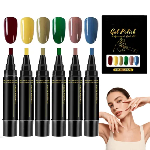 Vista 11 de Juego de bolígrafos profesionales para esmalte de uñas, 6 colores para arte Conjunto E