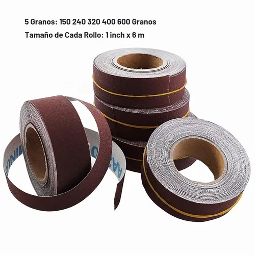 Vista 3 de Rollo de tela Emery, 6M, juego de papel de lija abrasivo de 5 granos