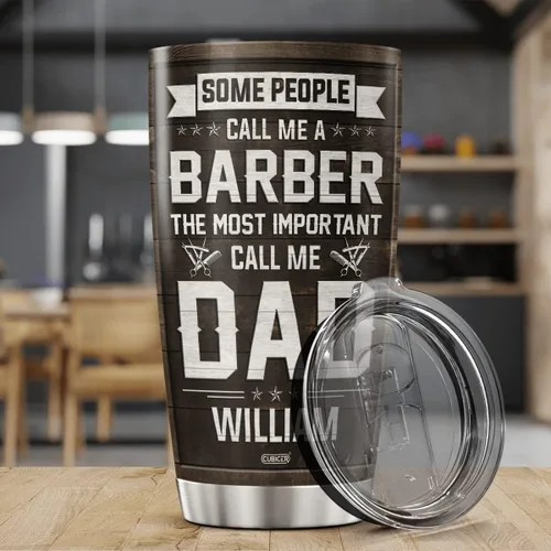 Vista 4 de CUBICER Vasos de café personalizados, taza de viaje de peluquero para papá, papá, abuelo, hombres, taza de acero inoxidable, fotos personalizadas