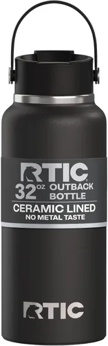 Vista 17 de RTIC - Botella de agua Outback de 32 oz (1 L), con revestimiento de cerámica, aislada, de acero inoxidable, doble pared con aislamiento al vacío