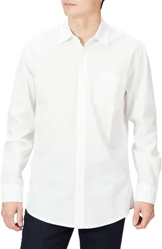 Vista 5 de Tienda Essentials - Camisa de popelina para hombre, de corte regular, manga larga e informal