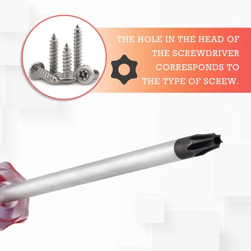 Vista 3 de Bonsicoky Destornillador de seguridad Torx T20 con punta magnética Rojo