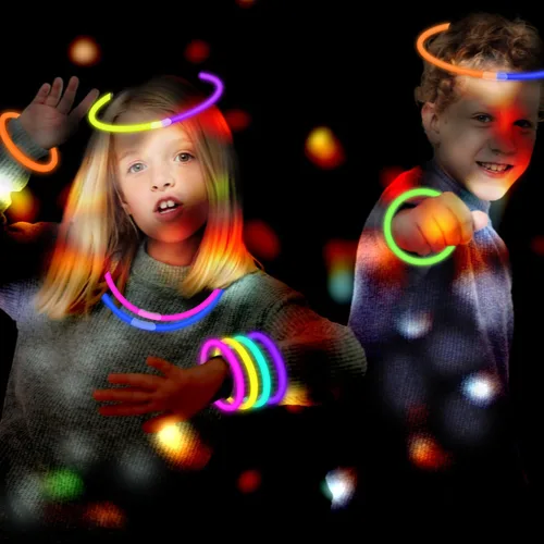 Vista 5 de Paquete de fiesta de palitos luminosos de 8 a 50 pulgadas, pulseras y collares luminosos para niños, 250 aniversario, 4 de julio, neón que brilla