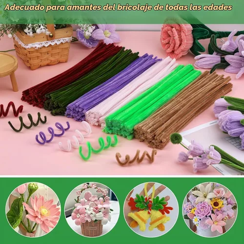 Vista 4 de ZXIIXZ Limpiapipas, 100 limpiadores de tuberías verdes a granel para hacer flores