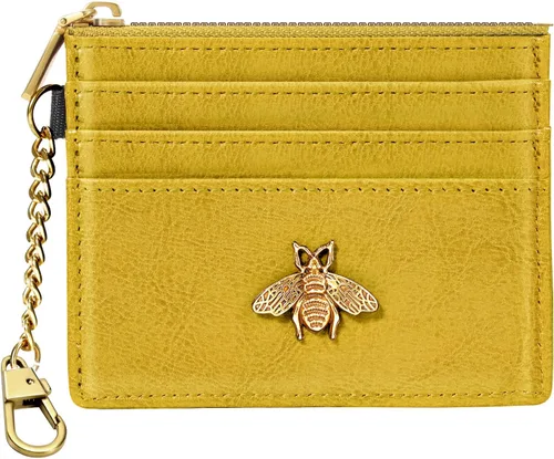Vista 10 de SEAVILIA Tarjetero llavero cartera para mujer con ventana de identificación RFID monedero regalo abeja delgada minimalista pequeña cartera
