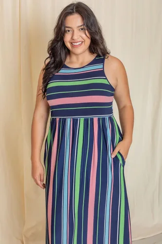 Vista 6 de Eloges - Vestido largo sin mangas con múltiples rayas para mujer S-3X Plus