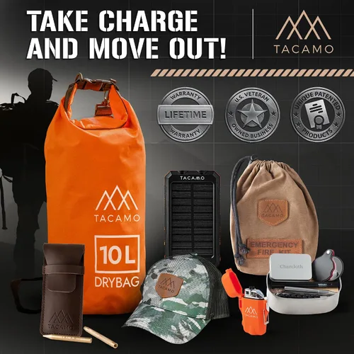 Vista 9 de TACAMO® Mochila impermeable de 10 L para equipo de campamento, bolsa impermeable para canoa o mochilero, parte superior enrollable, pequeña