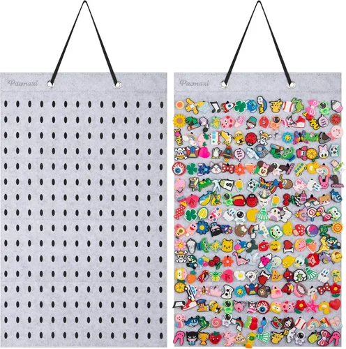 Vista 8 de PACMAXI Organizador de dijes para zapatos, soporte colgante para zapatos con 224 agujeros, exhibición de decoración de zapatos, soporte montado