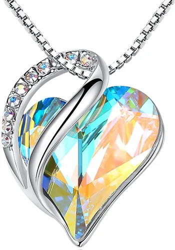 Vista 14 de Leafael - Collares para mujer, dije de corazón de amor infinito con cristales de piedra natal, cadena chapada en plata de 18 + 2 pulgadas, regalo
