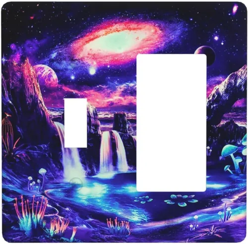 Vista 85 de Arte Moderno Abstracto de Lujo Turquesa Oscuro Verde Azulado Azul Gris Patrón Texturizado de Mármol 1 Gang Interruptor de Luz de Palanca Simple