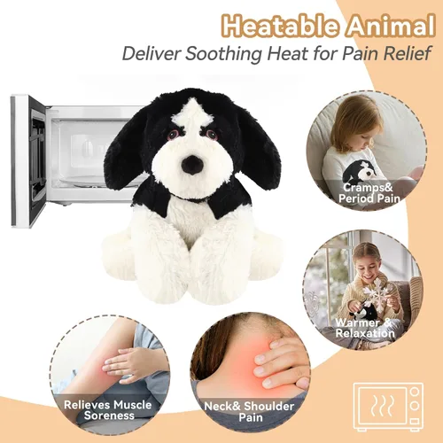 Vista 4 de Border Collie - Animal de peluche para perro, almohadillas térmicas para microondas para calambres y alivio de la ansiedad, refrescante
