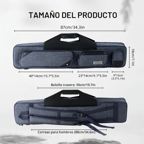 Vista 2 de KONLLEN Pool Cue Case 3x4 Oxford Pool Stick Case Holds 3 Butts and 4 Shafts Billiard Sitck Large Capacity Carrying Cases with Multi-Pocket Pool Cue