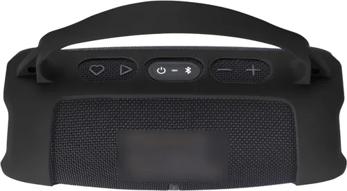 Vista 4 de Funda de silicona para altavoz Bluetooth portátil JBL Charge 5 Wi-Fi/Charge 5, funda protectora con asa y correa para el hombro, accesorios