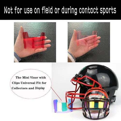 Vista 4 de Visera de casco de fútbol mini transparente con clips de ajuste universal para coleccionistas y exhibición