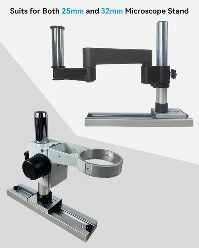 Vista 2 de Base de riel deslizante para microscopio estéreo, riel deslizante móvil para soporte de microscopio, base universal de escritorio para soporte