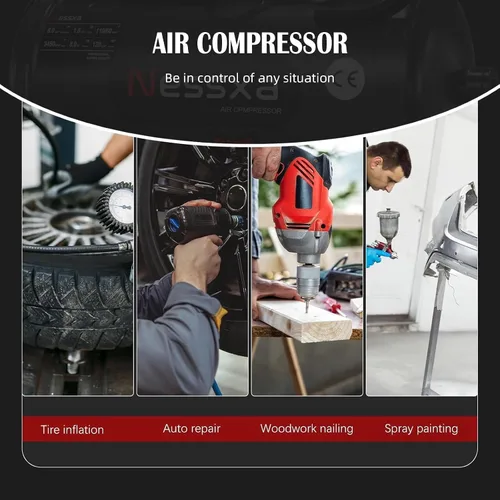 Vista 13 de Compresor de aire ultra silencioso de 8 galones, 1.5HP 4.52 CFM, tanque de compresor de aire sin aceite máximo de 115 PSI para reparación