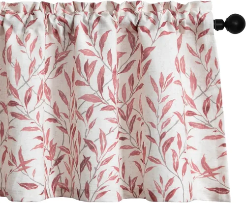 Vista 22 de VOGOL Cortinas de cenefa de jacquard dorado con diseño de flores de lujo para dormitorio, sala de estar, comedor, 52 x 14 pulgadas, 1 panel, negro