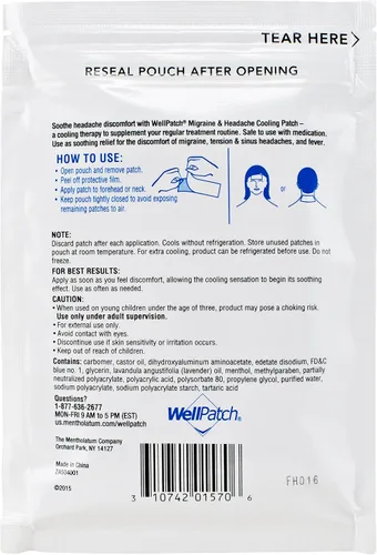 Vista 3 de Wellpatch Parche de refrigeración para alivio de migraña y dolor de cabeza, 1, 1