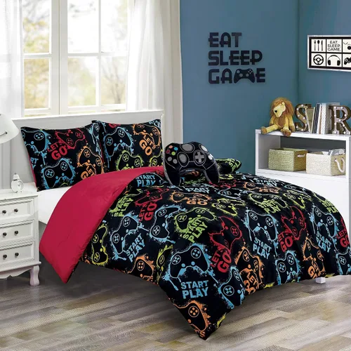 Vista 20 de Chezmoi Collection Juego de ropa de cama de 3 piezas para niñas, color blanco y negro, tamaño individual, juego de edredón de microfibra con Panda