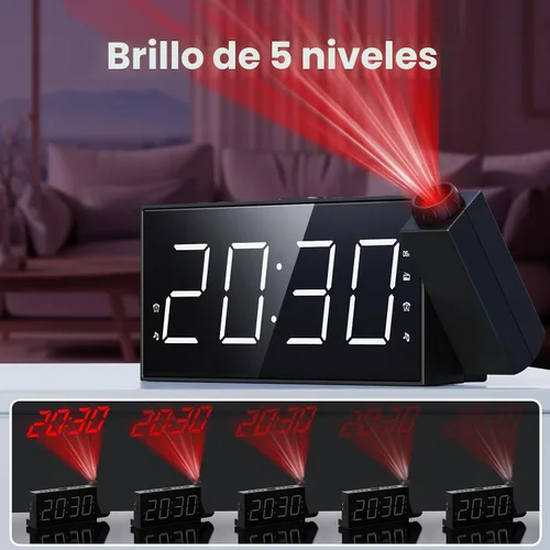 Vista 6 de Radio reloj despertador con visualización LED de 1.8 pulgadas, de carga USB, alarma dual, respaldo de batería (Versión actualizada) Mesqool AM/FM