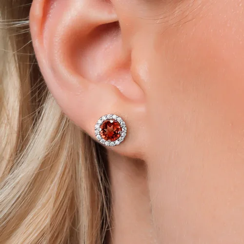 Vista 32 de Gem Stone King Aretes redondos de plata de ley 925 de 0.236 in con piedra natal extraíble para mujer